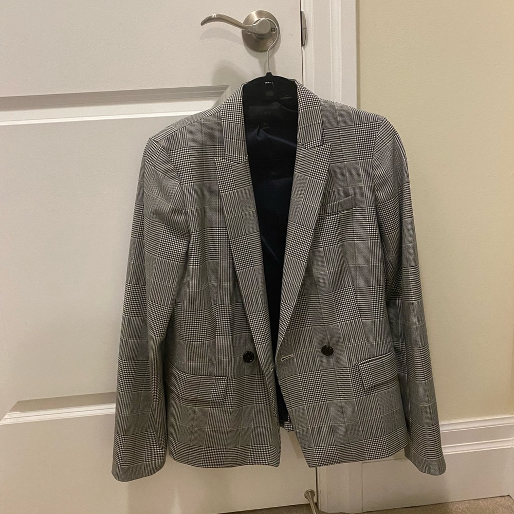 J. Crew blazer size 10. Black and white check with navy lining